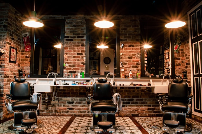 Barbershop workspace with tools and chair